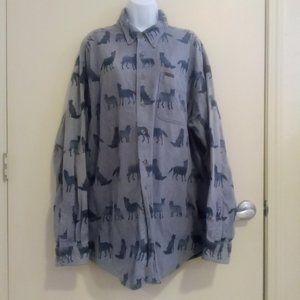 Woolrich Cotton Flannel Wolf Silhouette Button Down Shirt